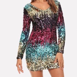 #787 Women's Shein Sequin Evening Dress, Stretch